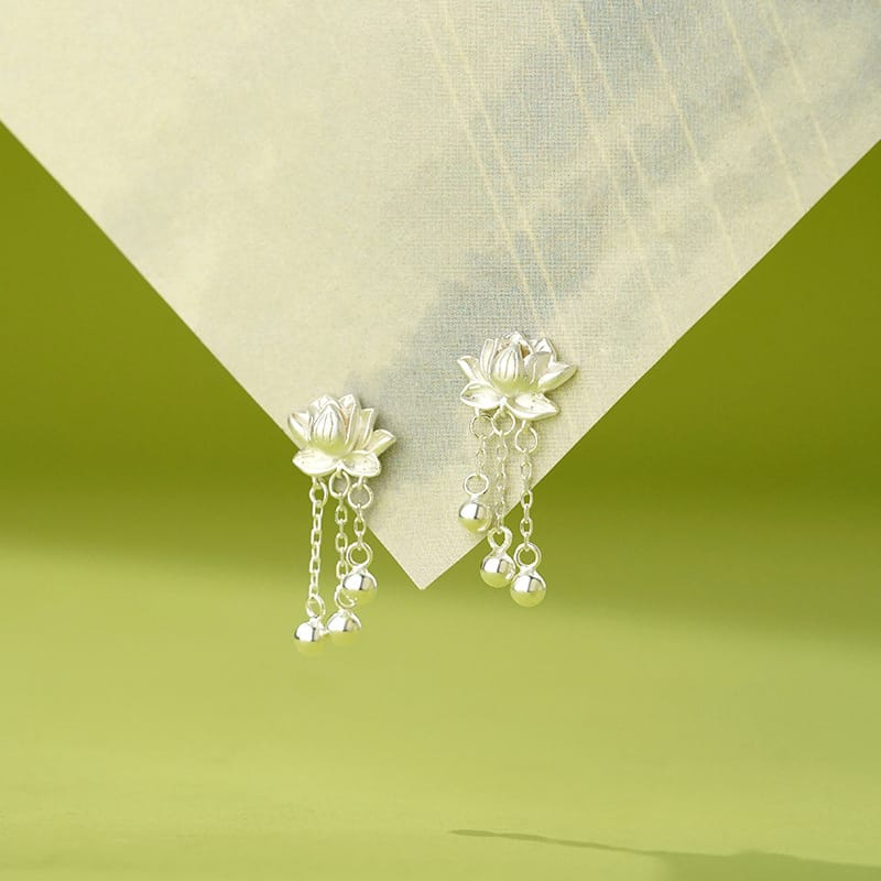 Po S999 Foot Silver New Lotus Tassel Necklace Women's Retro Chinese Style Lotus Pendant Hair Elegant