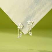 Po S999 Foot Silver New Lotus Tassel Necklace Women's Retro Chinese Style Lotus Pendant Hair Elegant