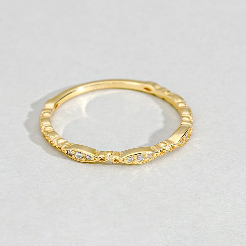 S925 Geometric Inlay 3 Diamond Rings Female 16K Yellow European and American Cross-border Simple Sterling Silver Tail Ring