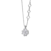 999 Pure Silver Light Luxury Four-Leaf Clover Necklace for Women, Korean Style, Simple Niche High-End Clavicle Chain