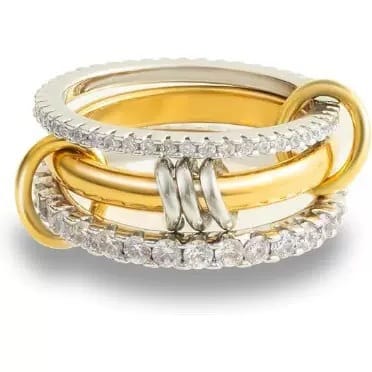 Cross-border explosions stainless steel ring interlocking full diamond zircon ring two-color multi-element new cross-border explosives