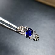 African Sapphire Ring 925 Silver Inlay Color Dark Blue Beautiful Wholesale