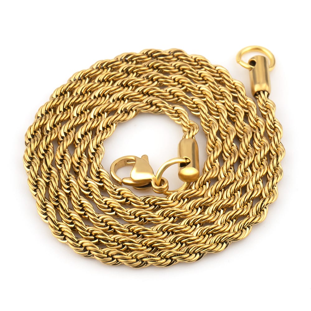 Stainless steel twist chain vacuum color plating non-fading gold necklace titanium steel hip-hop men's chain chain