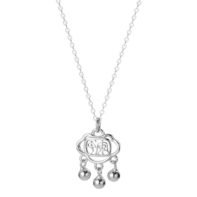 S999 pure silver safety lock necklace light luxury new Chinese style national style national fashion niche design sense ethnic style necklace