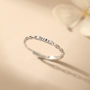 Po S999 Silver Light Luxury Sweet Lucky Letter Ring Simple Girly Sense Niche Design Sense Open Ring