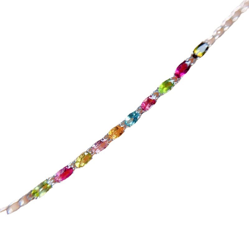 Simple 925 silver natural ladies tourmaline bracelet fashion exquisite color beautiful jewelry live supply