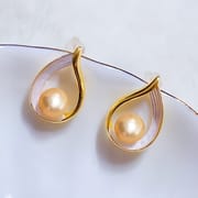 Natural Freshwater Pearl Earrings Water Drop Arc Drop Glaze Light Luxury High-grade Earrings New Chinese Style Elegant High-grade Earrings