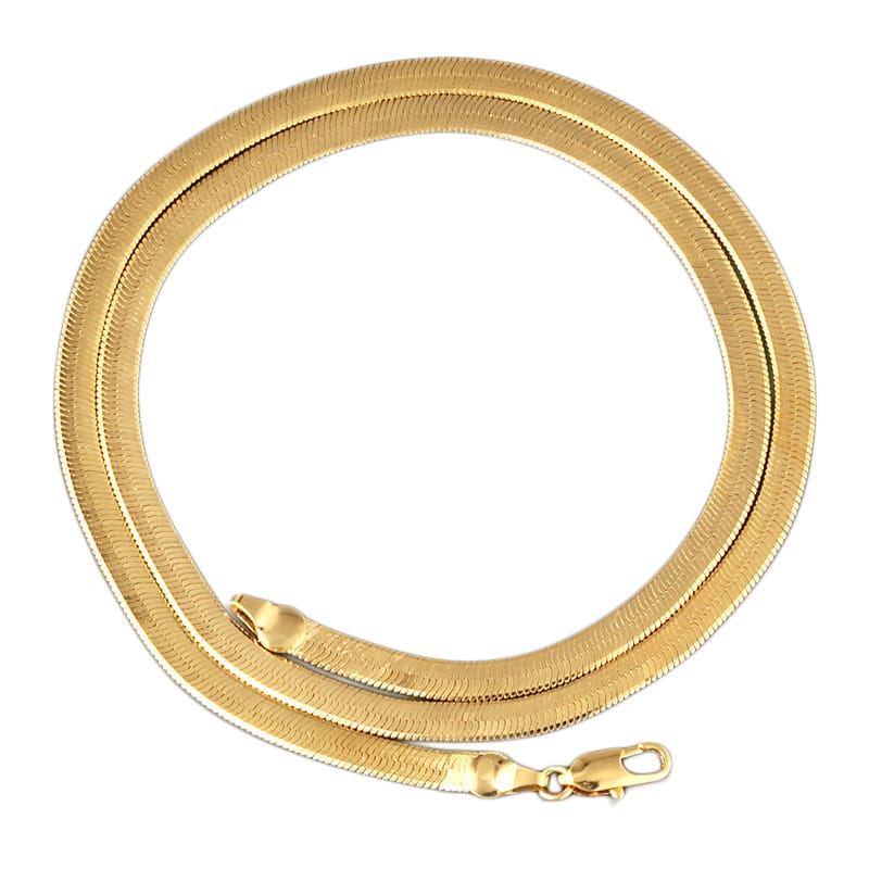 Cross-border e-commerce supply flat snake chain 18K gold-plated blade snake bone chain men's and women's retro necklace copper jewelry
