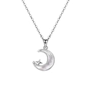 Bao S999 sterling silver bright star moon necklace Super fairy clavicle chain star clavicle chain gift for girlfriend Valentine's Day