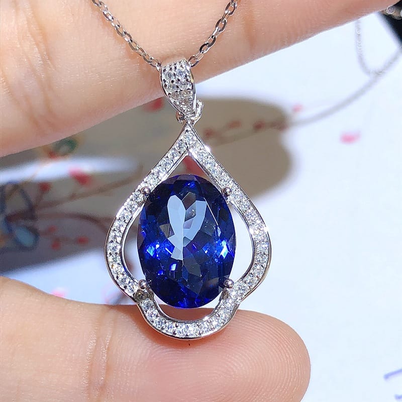 New tanzanite pendant 925 silver inlaid Topaz light luxury elegant gift for girlfriend 