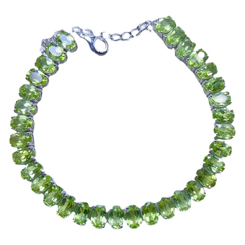 Qing Xia natural peridot bracelet 925 silver ladies Bracelet 4*6 luxury light luxury High sense