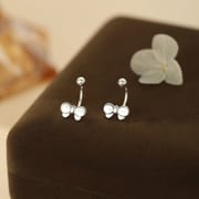 Abao S999 Pure Silver Bow Screw Earrings Korean Style Design Ear Piercing Simple Sweet Earrings Dropshipping