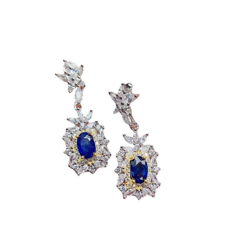 Sapphire earrings 925 silver ladies natural sapphire inspection a generation of overseas supply wholesale