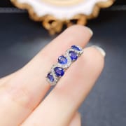 Factory wholesale explosions natural sapphire ring S925 silver inlaid with the main stone 3*4 selling Europe and the United States a generation of hair