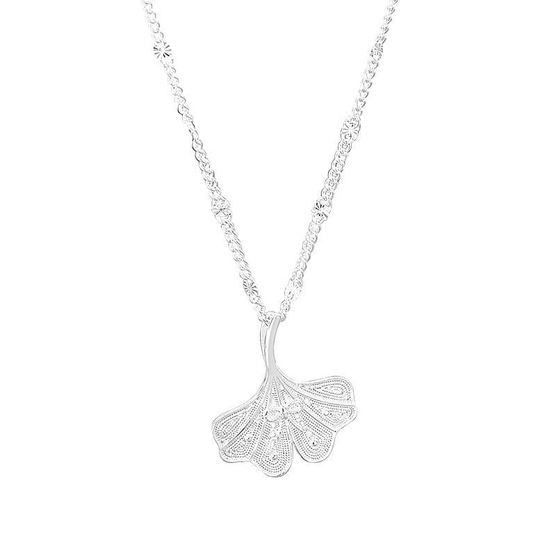 Po S999 Silver Simple Apricot Leaf Necklace Female Niche Design Sense Atmosphere Sense Fashion Clavicle Chain Necklace Wholesale