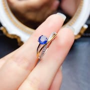 Factory wholesale explosions natural sapphire ring S925 silver inlaid main stone 5*5 selling Europe and the United States a generation of hair
