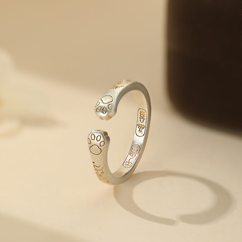 S999 pure Silver Cat Claw Ring Unique Design Cute Temperament Funny Daily Fresh Ring
