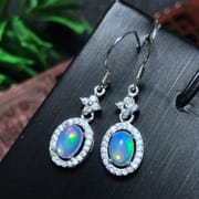 Real photo 925 silver inlaid natural opal earrings wholesale entity take goods