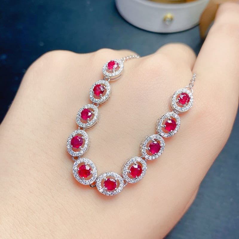 925 silver inlaid newly baked ruby bracelet exquisite style beautiful ladies live supply overseas supply