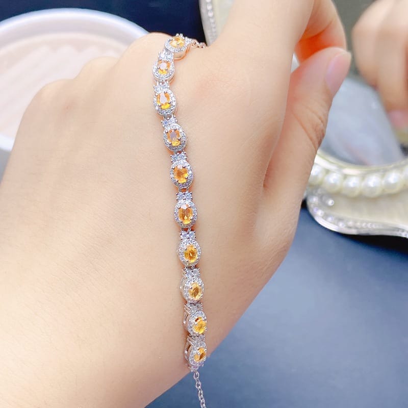 Natural sapphire bracelet girls 925 silver sapphire bracelet 3 * 4mm bare stone live broadcast colorful treasure wholesale
