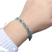 925 silver inlaid natural emerald bracelet with extended chain Women's bracelet TikTok supply wholesale