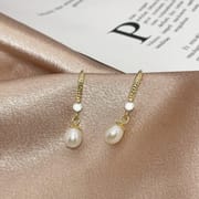Advanced Sense Water Drop Pearl Earrings Retro Micro-inlaid Zircon Ear Hook Niche Elegant Earrings Women's Internet Celebrity Earrings