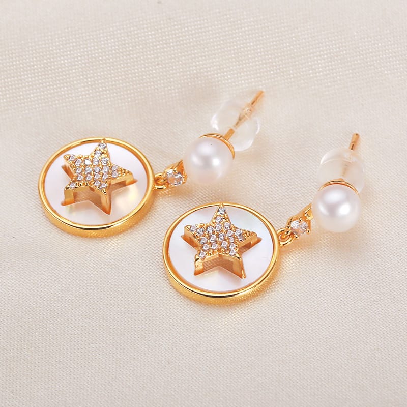 Freshwater Pearl Earrings s925 Silver Needle Fritillaria Earrings Advanced Sense to Send Girlfriends