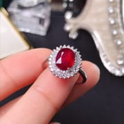 Ruby female finger 925 silver inlaid ruby female ring 6*8mm manufacturers do goods on behalf of a hair