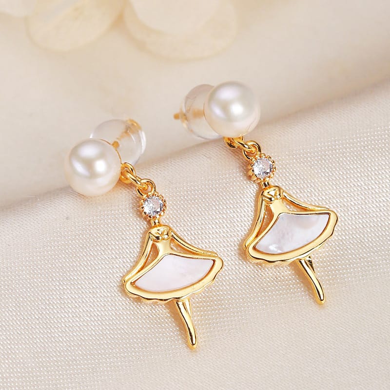 Freshwater Pearl Earrings s925 Silver Needle Fritillaria Earrings Advanced Sense to Send Girlfriends