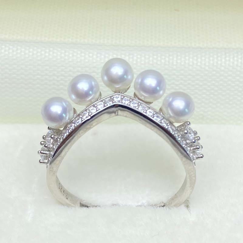 Freshwater small Pearl bulb grade almost flawless S925 Silver fashion simple women's combination ring