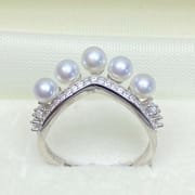 Freshwater small Pearl bulb grade almost flawless S925 Silver fashion simple women's combination ring