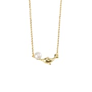 S925 sterling silver with fresh water pearl happy dolphin necklace