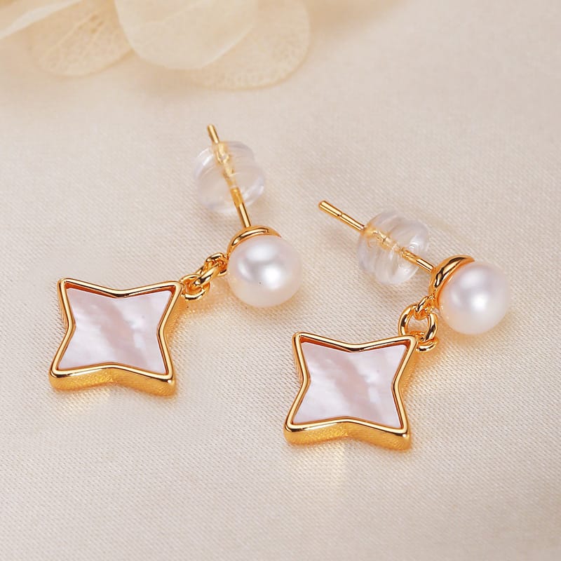 Freshwater Pearl Earrings s925 Silver Needle Fritillaria Earrings Advanced Sense to Send Girlfriends