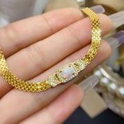 Natural opal bracelet 5 * 7mm light luxury exquisite women's 925 silver inlaid gem fire color beautiful colorful treasure