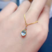 Simple natural aquamarine pendant water droplets 5*7mm clavicle chain pendant wholesale exquisite first-hand goods