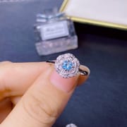 New Natural Blue Toppa Set 925 Silver Inlaid Sapphire Gem Clean Gift for Girlfriend