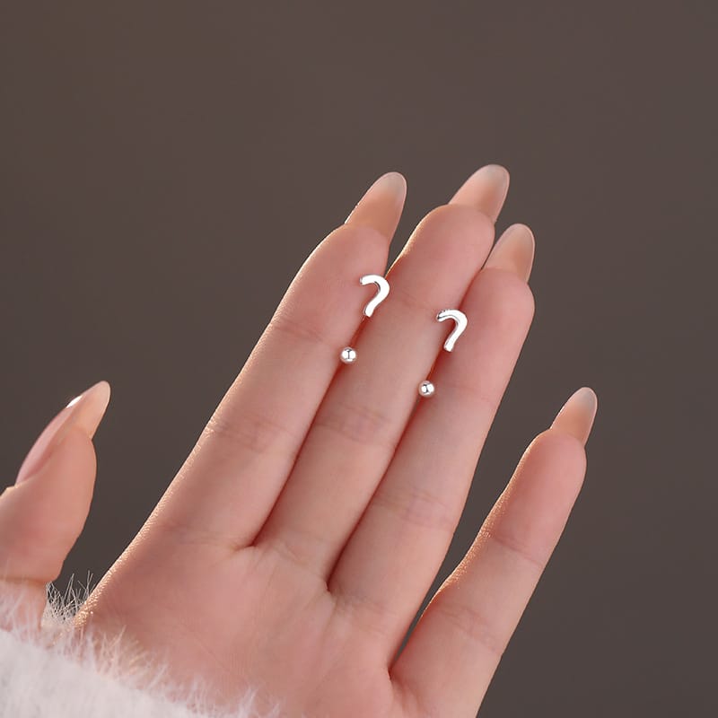 Po S999 Silver Geometric Simple Punctuation Mark Exclamation Mark Screw Earrings Women's Exquisite Earrings