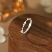 Po S999 Foot Silver Four Mans Star Zircon Ring Fresh Han Feng Elegant Niche Sweet Gentle Hand Decoration