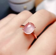 Simple natural pink crystal ring Furong stone open mouth female ring live streaming TikTok Foreign live wholesale