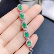 Emerald women's bracelet 925 silver inlaid natural emerald bracelet women's chain live supply wholesale