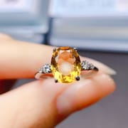 Factory wholesale explosions natural citrine ring S925 silver inlaid main stone 8*10 selling Europe and the United States a generation of hair