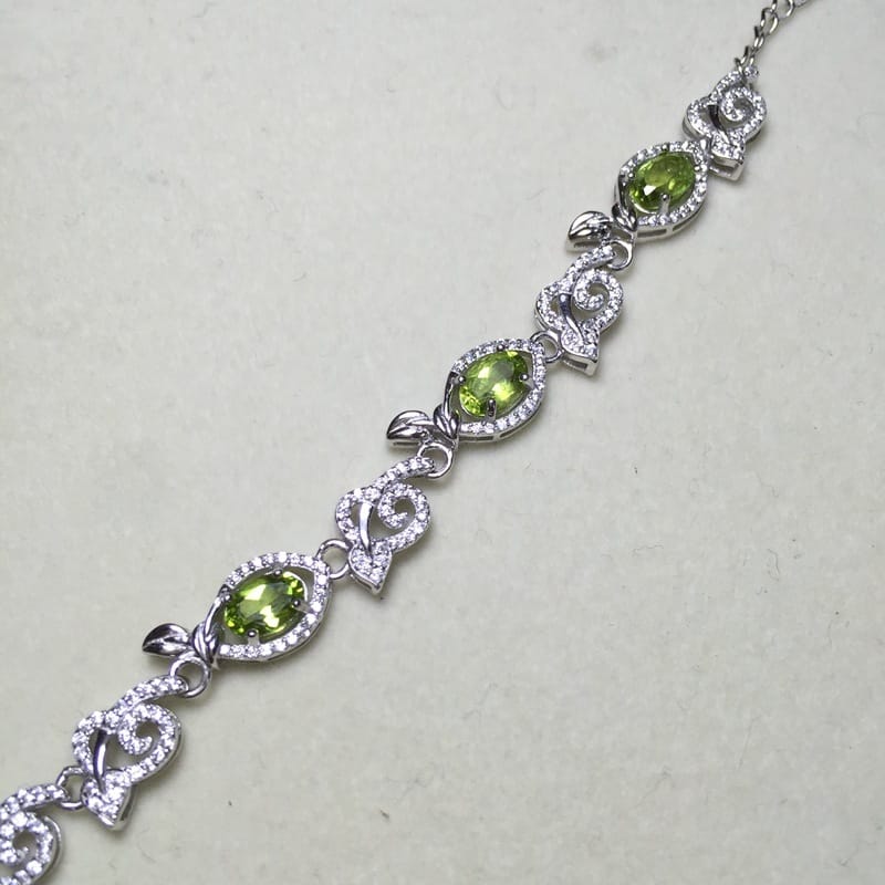 Natural olivine bracelet wholesale 925 silver