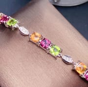 Fresh natural magnesium aluminum olivine citrine bracelet 925 silver inlaid women's one-piece delivery live broadcast supply