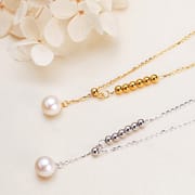 Jewelry 7mm round pearl S925 silver necklace Y chain pearl necklace clavicle chain freshwater pearl necklace