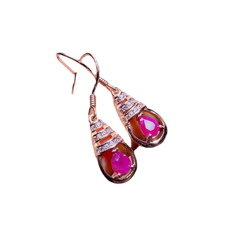 Fresh and gorgeous natural ruby earrings earrings 925 silver drops ruby earrings good color