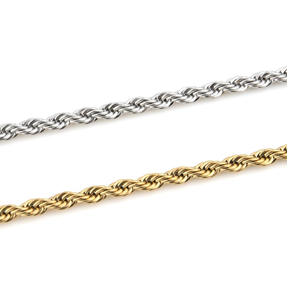 Stainless steel twist chain vacuum color plating non-fading gold necklace titanium steel hip-hop men's chain chain