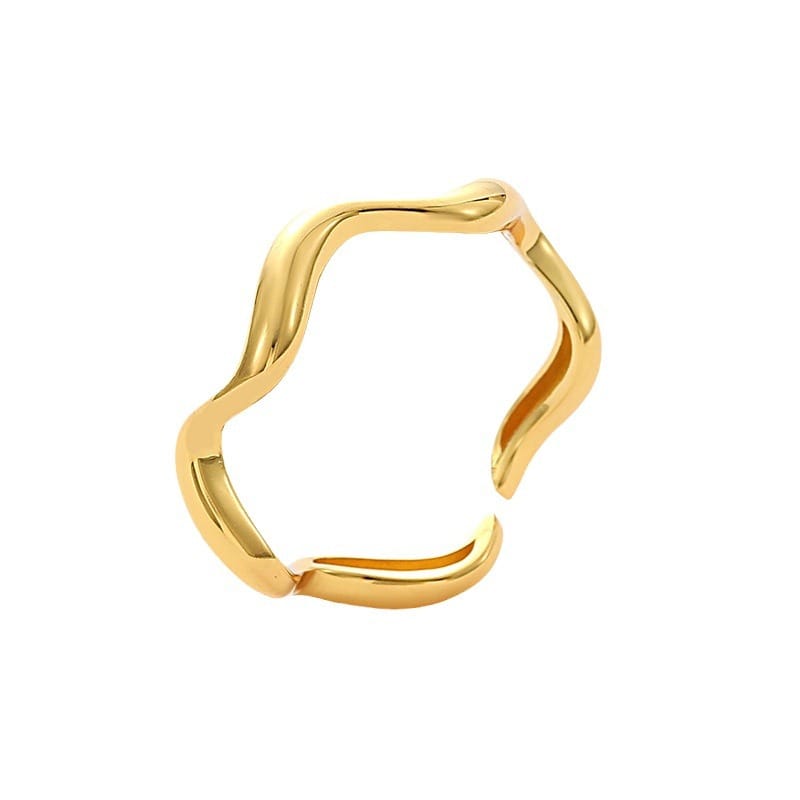 Cold Style Stacked Open-mouth Ring Food Finger Ring 925 Sterling Silver Wave Cross-border High-end Style Jewelry
