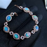 Natural opal bracelet wholesale 925 silver inlaid fashion round drill live for 5*7mm