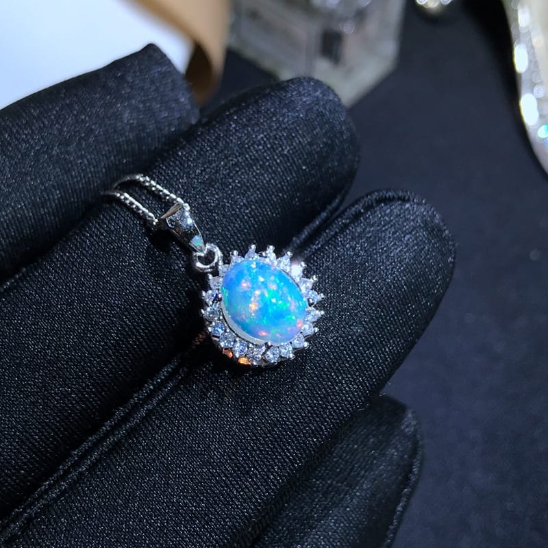 Opal pendant real photo Fire Color good natural Australian fire opal starry sky colorful live broadcast supply
