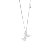 Po S999 Silver High-grade Double Butterfly Necklace Women's Niche Design All-match Fresh and Sweet Clavicle Chain for Hair